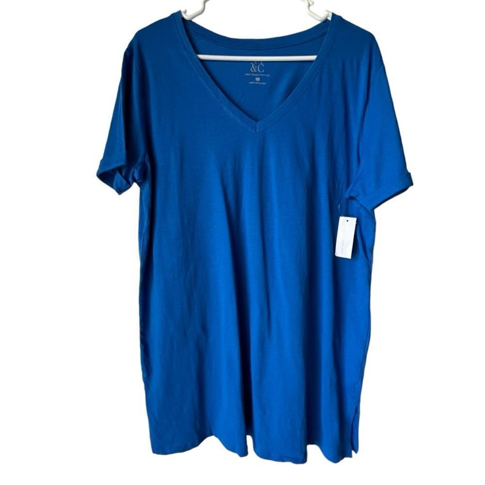 Women's royal blue basic shirt blouse new york company fresh fabric  size L.